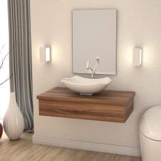 Bancada para Banheiro 80cm com Cuba Abaulada L42 800w Metrópole Compace Nogal