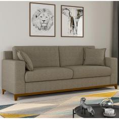 Sofá Living Vintage 3 Lugares 200cm em Linho Slim Bege