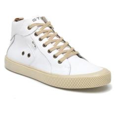 Tênis Cano Alto Masculino Sapaténis Casual Cadarço Confortável Macio Moderno Em Couro Legitimo-Masculino