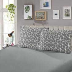 Jogo Cama Solteiro SBX Rubi Malha Londres Cinza