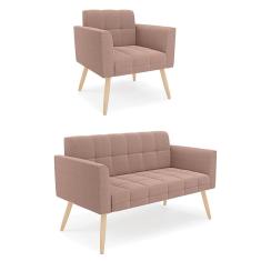 Namoradeira e Poltrona Pé Palito Natural Elisa Bouclê D03 - D`Rossi