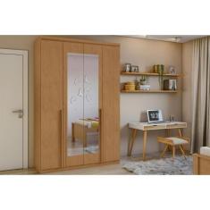 Guarda Roupa Solteiro 4 Portas e 2 Gavetas c/ Espelho Alonzo New Rover