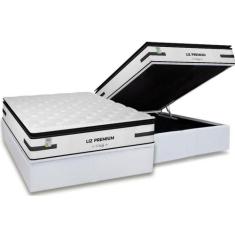 Conjunto Box Baú Casal: Colchão Molas Plumatex Ensacadas Liz Premium D