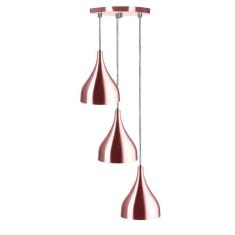 Lustre Pendente Aluminio Gota Triplo 21cm Gold Rose - MARRYLUZ