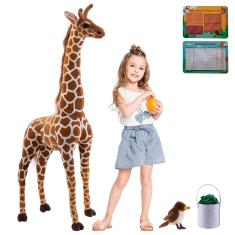 Bicho de pelúcia OHKIDS Giraffe 120 cm com pássaros, folhas e cesta