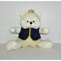 Urso De Pelúcia Realeza Príncipe Grande 50 cm Azul Marinho - POLYBABY