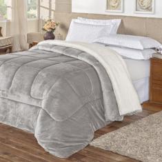 Coberdrom Casal Queen Sherpa Pele De Carneiro Everest 01 Peça - Cinza 