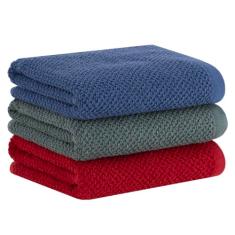 Buddemeyer Jogo de Toalhas Gourmet Quadriculado Pano de Copa Verde/Azul/Vermelho 3 peças