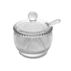WOLFF - Açucareiro de Cristal com Colher 10cm x 10cm x 11cm - Linha Pearl