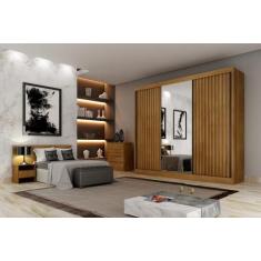 Guarda Roupa Casal Ripado com Espelho 3 Portas 8 Gavetas - Royale-Cuma