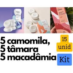 Kit 3 caixas de sabonete Camomila, Tâmara e Macadâmia - Total 15 unida