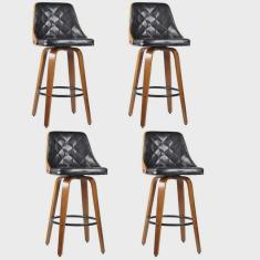 Kit com 4 Banquetas para Cozinha Milão Preto