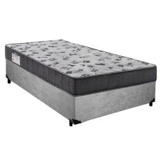 Cama Box Solteiro Suede + Colchão De Espuma D33 - SerenePrime - 88cm Cinza