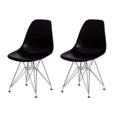 Kit 2 Cadeiras Eiffel Eames Preta Base Cromada