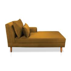 Divã Chaise Jade 1,60 Cm Pés Chanfrado Suede Mostarda