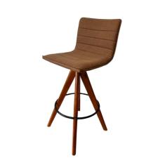 Banqueta Cercatto Giratória Revestida Em Tecido Linho Marrom Cor Marrom