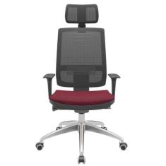 Cadeira Office Brizza Tela Preta Com Encosto Assento Poliéster Vinho A