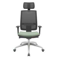 Cadeira Office Brizza Tela Preta Com Encosto Assento Vinil Verde Autoc