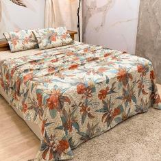 Jogo De Cama Lençol Casal Colonial Percal 300 Fios 4 Peças - Laranja