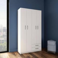 Guarda-Roupa Solteiro Genebra 4PT 2GV Branco