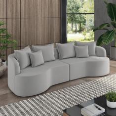 Sofá 4 Lugares Orgânico Living 250cm Mersa Veludo Cinza K01 - D'Rossi 