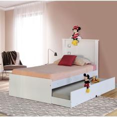 Cama Solteiro Alicante Branca Com Auxiliar