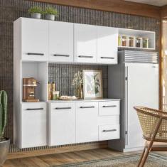 Armário de Parede Cozinha Compacta Juliete 7 Portas 2 Gavetas branco -