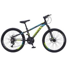 Bicicleta Aro 24 Rino Everest 21v Freio A Disco Câmbios Shimano - Preto/Azul/Verde