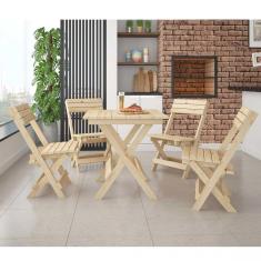 Conjunto Mesa Dobrável 4 Cadeiras Yescasa Madeira Maciça