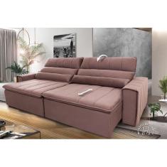 Sofá Retrátil Reclinável Patagônia 2,70m Suede Velut Tabaco c/ Molas no Assento - King House