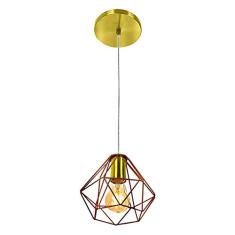 Pendente Diamante Aramado Cobre com Dourado Esplêndido