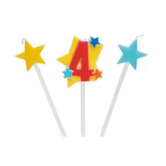 Vela Aniversario Estrelas N°4 Colorido Decoração Festas 