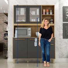 Armário para Cozinha 5 Portas 1 Gaveta Rubi Valdemóveis Cinamomo/Grafite