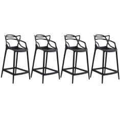 KIT - 4 x banquetas médias Masters Allegra - 66 cm - Preto