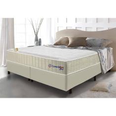 Conjunto Cama Box Queen Com Molas Ensacadas Cama Inbox Cloud Bege 158x198x67