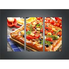 Quadro Decorativo Pizza Pizzarias Restaurantes Gourmet Com 3 peças Com