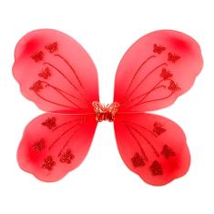 Kit Fantasia Asa de Borboleta Varinha Carnaval Vermelho
