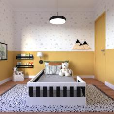 Cama Infantil Montessoriana Solteiro Sol Yescasa Branco/Preto