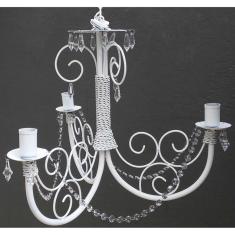 Lustre Provençal com Cristal Candelabro Artesanal Rustico de Ferro
