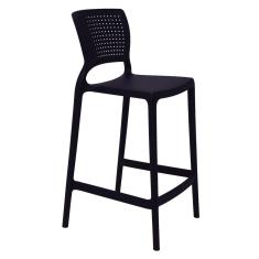 Banqueta Para Cozinha Alta Tramontina Safira Preta Em Polipropileno E Fibra De Vidro