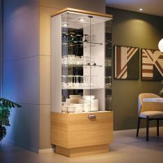 Cristaleira Hb Móveis Aura 2 Portas De Vidro 1 Gaveta Cinamomo/off White