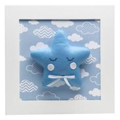 Quadro Decorativo Estrela Com Carinha ul Bebê Infantil - Potinho de me