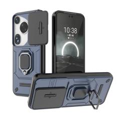 SORAKA Capa para Huawei Pura 70 Ultra com suporte para anel e tampa deslizante para câmera Capa Huawei Pura 70 Ultra com placa de metal para suporte magnético Capa de camada dupla em PC e TPU