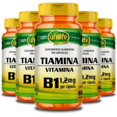 Kit 5 Vitamina B1 Tiamina 60 cápsulas Unilife