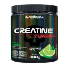 Creatine Turbo BlackSkull - Creatina Monohidratada em pó, com carboidrato para melhor absorção e performance (300g Pote, Limão)