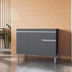 Balcão Para Cozinha 2 Portas Forks Cinza Fosco