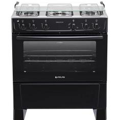 Fogão 5 Bocas Atlas Mônaco Plus Preto Com Mesa Inox Bivolt, Bivolt