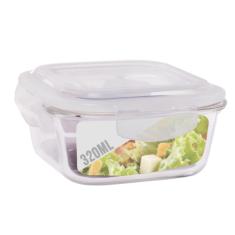 Pote 320ml de Vidro Forno Microondas Quadrado Hermetico