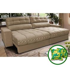 Sofá Retrátil e Reclinável 2,32m Molas Ensacadas Cama inBox Brasil. Velusoft