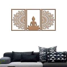 Quadro Decorativo Buddha Mandala 3mm Vazado - Mdf Cor:Natural